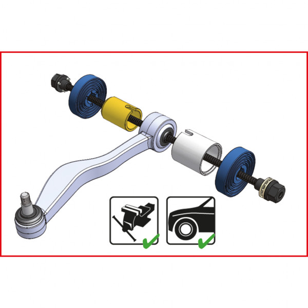 Kit bucse pentru presare si tragere rulmenti KS TOOLS 700.1550, 37 piese, cuplu maxim 250 Nm