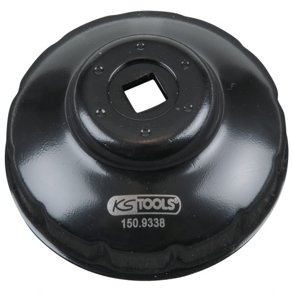 Cheie pentru filtru ulei KS TOOLS 150.9338, antrenor 3/8 inch, deschidere cheie 76 mm, 12 caneluri, otel scule