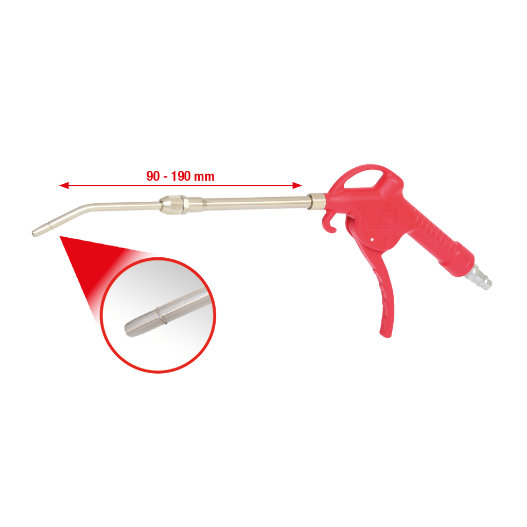 Pistol telescopic pentru suflat aer comprimat KS TOOLS 515.1907, lungime 65-280 mm, cupla 1/4 inch, presiune maxima 6.3 bar