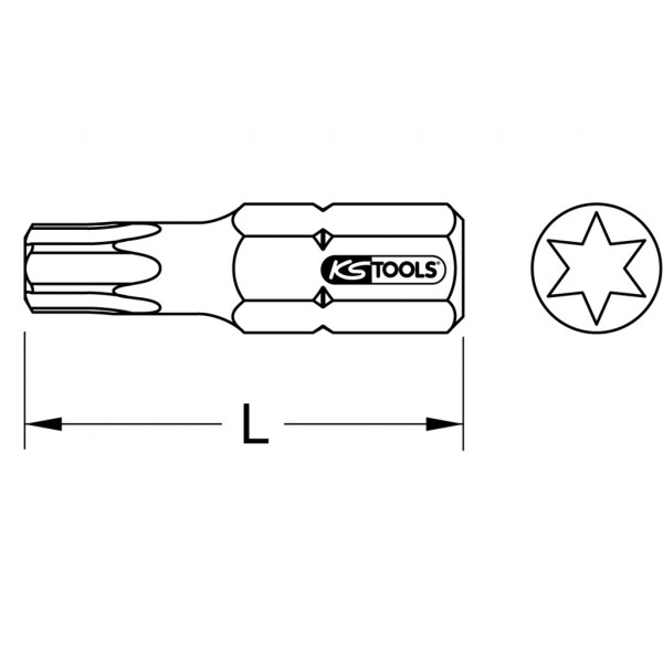 Set 5 biti pentru insurubare KS TOOLS 911.2319, profil torx T20, lungime 25 mm, din otel scule