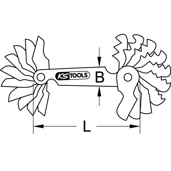 Set 20 lere KS TOOLS 301.0095, grosime 0.4 - 6 mm, lungime 66.5 mm, otel de arcuri calit