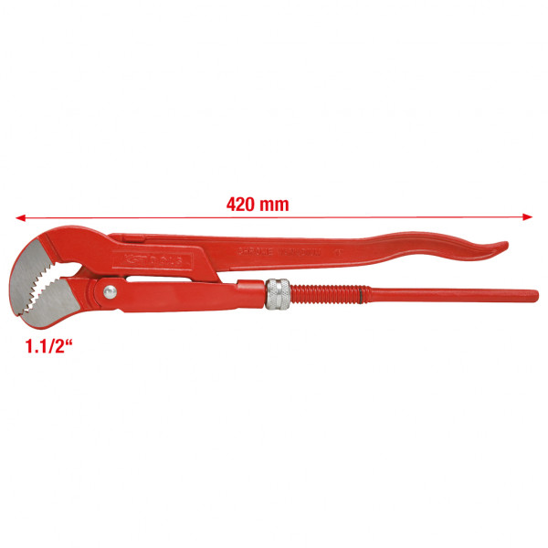 Cleste pentru tevi cotite, unghi 45 grade, KS TOOLS 113.1500, falci S, lungime 425 mm, reglabil, otel crom vanadiu, rosu