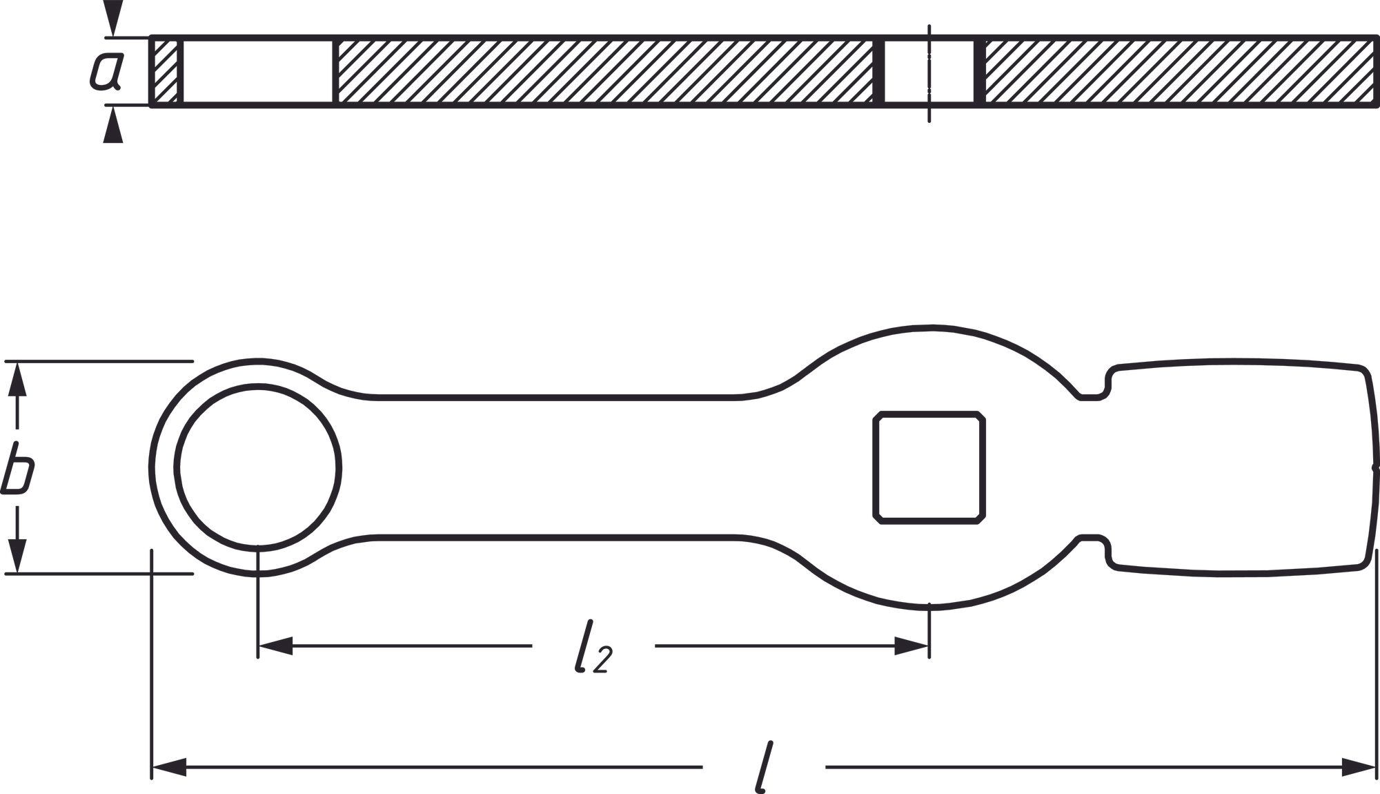 Cheie inelara de impact HAZET 2872-E18, lungime 215 mm, deschidere cheie E18, otel crom vanadiu