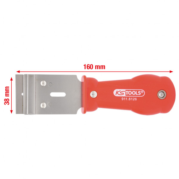 Razuitor cu cap tip placuta KS TOOLS 911.8126, latime 38 mm, lungime 160 mm, maner plastic