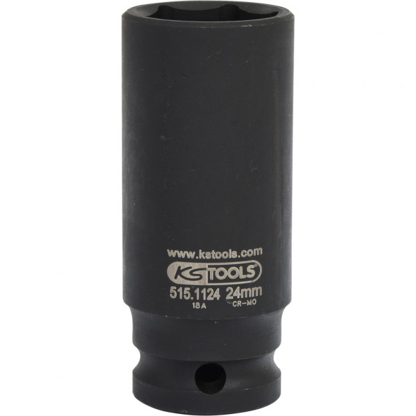 Cheie tubulara de impact KS TOOLS 515.1124, antrenor patrat 1/2 inch, deschidere cheie 24 mm, lungime 78 mm, otel crom molibden