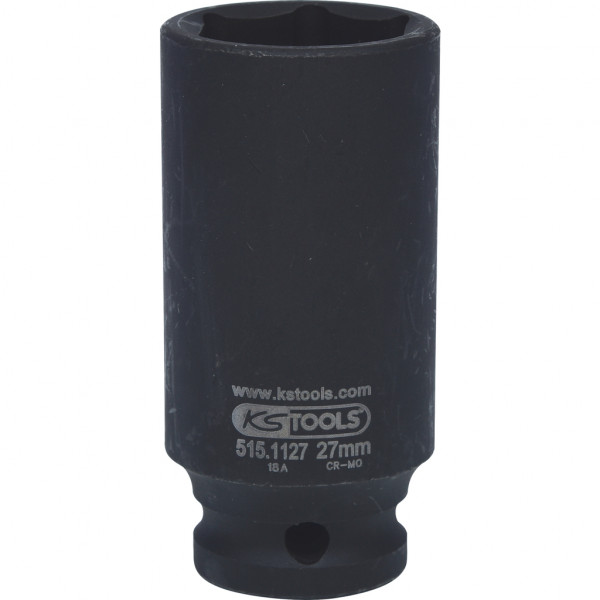 Cheie tubulara de impact KS TOOLS 515.1127, antrenor patrat 1/2 inch, deschidere cheie 27 mm, lungime 78 mm, otel crom molibden