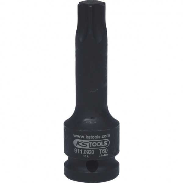 Cap cheie de impact KS TOOLS 911.0920, antrenor patrat 1/2 inch, profil torx, T60, lungime 78 mm, otel crom molibden