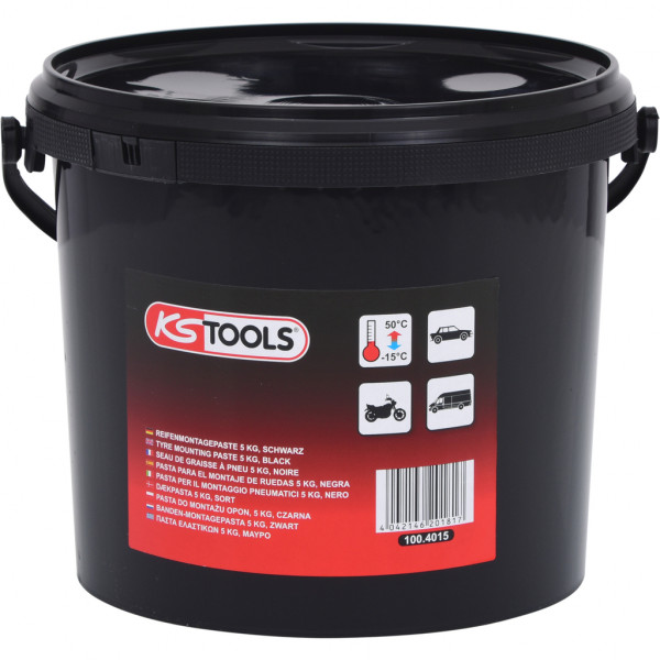 Pasta pentru montare anvelope KS TOOLS 100.4015, recipient 5 kg, negru, pentru autoturisme, camionete mici si motociclete