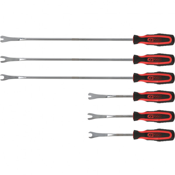 Set 6 leviere pentru demontare clipsuri KS TOOLS 140.2370, lungime 245 - 510 mm, din otel, maner cauciuc