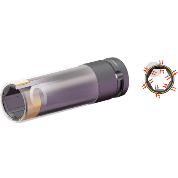 Cheie tubulara de impact KS TOOLS SlimPOWER 515.0992, pentru jante de aluminiu, antrenor patrat 1/2 inch, deschidere cheie 17 mm