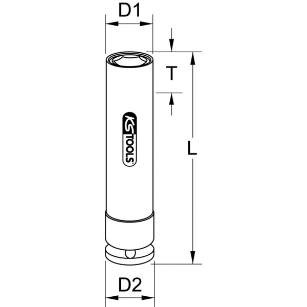 Cheie tubulara de impact KS TOOLS 515.2055, pentru jante de aluminiu, antrenor patrat 1/2 inch, deschidere cheie 17 mm, pentru prezoane Mercedes