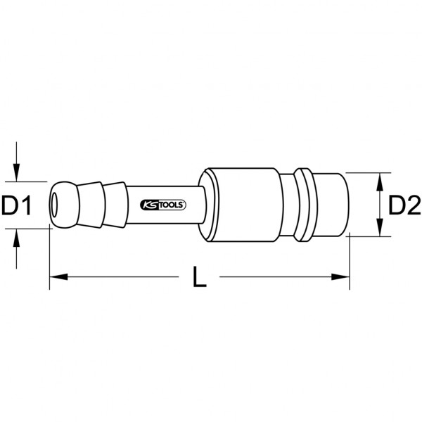 Niplu cu stut pentru furtune KS TOOLS 515.3496, diametru 9 mm, lungime 44 mm, din alama