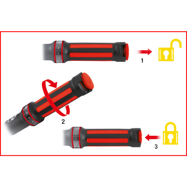 Cheie dinamometrica KS TOOLS 516.6042, domeniu de strangere 40-200 Nm, antrenor patrat 1/2 inch, lungime 500 mm