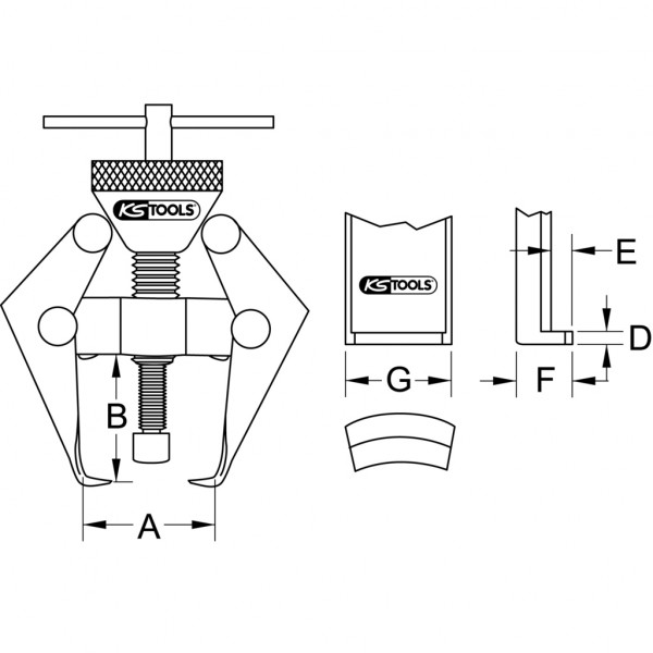 Extractor pentru brat stergator KS TOOLS 700.1190, 2 brate, deschidere maxima 15 mm, tija actionare M8 x 50 mm, din otel