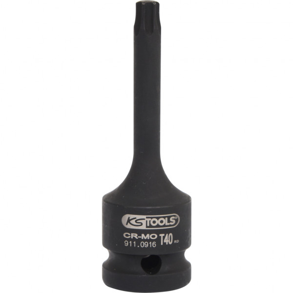 Cap cheie de impact KS TOOLS 911.0916, antrenor patrat 1/2 inch, profil torx, deschidere cheie T40, lungime 78 mm, otel crom molibden