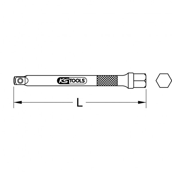 Prelungitor chei KS TOOLS 911.1423, antrenor patrat 1/4 inch, lungime 50 mm, otel crom vanadiu