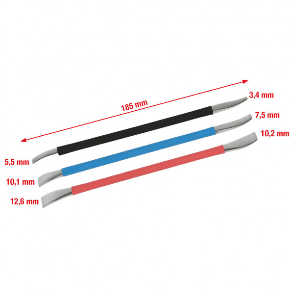 Set 3 leviere de precizie KS TOOLS 911.8225, dimensiuni verf 3.4 - 12.6 mm, lungime 185 mm, din otel inoxidabil, acoperite cu cauciuc