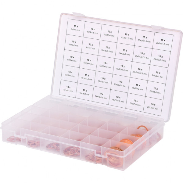 Set 300 saibe din cupru KS TOOLS 970.0140, diametru 5-28 mm, cutie plastic
