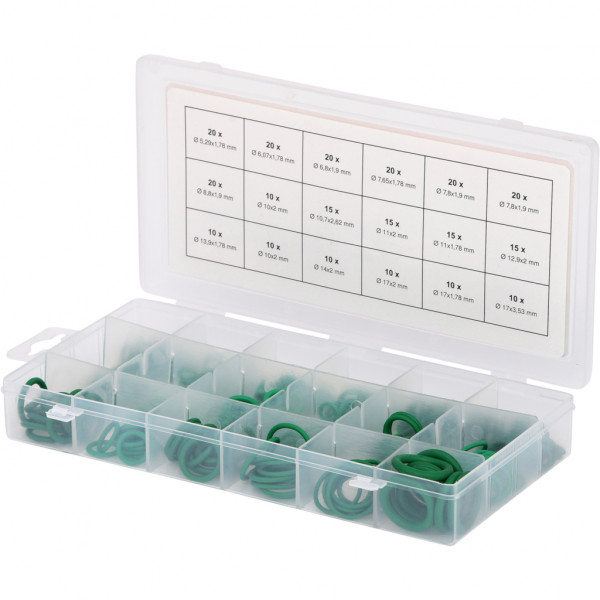Set 270 o-ringuri KS TOOLS 970.0340, pentru instalatii de climatizare, cauciuc, HNBR, cutie plastic