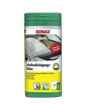 Servetele umede pentru curatare geamuri SONAX Glass Cleaning Wipes 412000, recipient cu 25 bucati