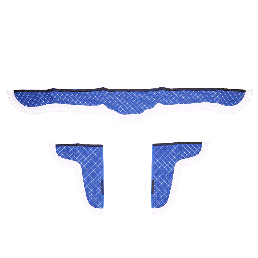 Set de perdele decorative, pentru cabina camion, MEGA DRIVE 96314, universale, din velur, culoare albastru-alb
