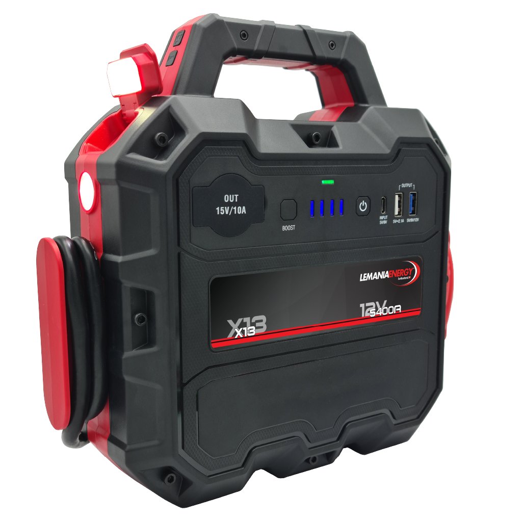 Robot de pornire LEMANIA ENERGY X13 96320, tehnologie LiFePo4, 12V, curent maxim de pornire 3500 A, functie power bank, protectie scurtcircuit