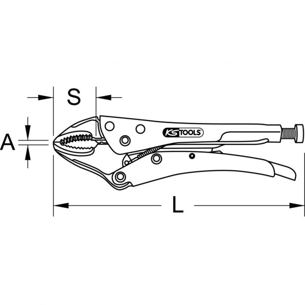 Cleste grip, pentru tevi, KS TOOLS 115.1033, diametru maxim 60 mm, lungime 220 mm, maner metalic, din otel crom vanadiu