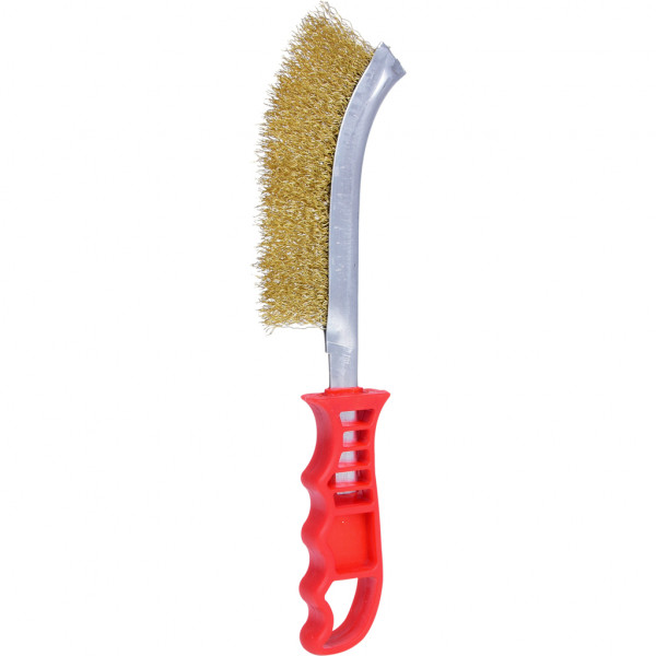 Perie de sarma manuala KS TOOLS 201.2302, fire ondulate din alama, lungime 250 mm, maner plastic