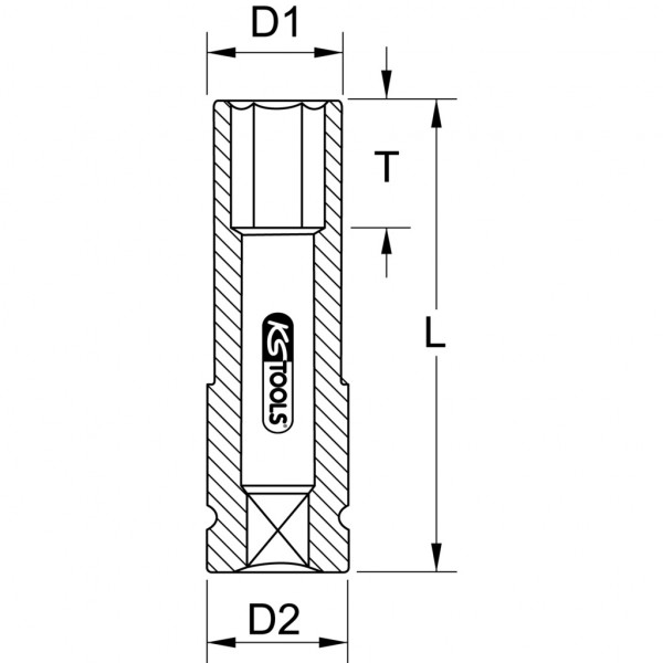 Cheie tubulara de impact KS TOOLS 515.1073, pentru jante de aluminiu, antrenor patrat 1/2 inch, deschidere cheie 17 mm, acoperire plastic