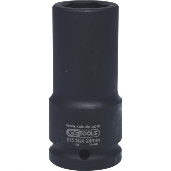 Cheie tubulara de impact KS TOOLS 515.1424, antrenor patrat 3/4 inch, deschidere cheie 24 mm, lungime 90 mm, otel crom molibden