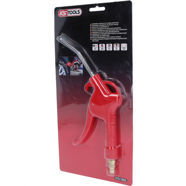 Pistol de suflat cu aer comprimat KS TOOLS 515.1902, cupla aer 1/4 inch, universal, lungime tija 95 mm, presiune de lucru 6.3 bar, debit aer 300 l/min