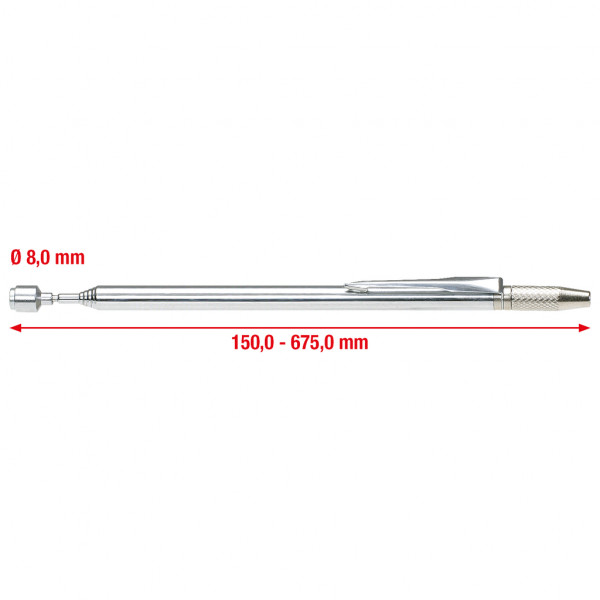 Recuperator telescopic magnetic KS TOOLS 550.1001, lungime 150-675 mm, cu varf reglare si curatare duze spalare parbriz, din aluminiu