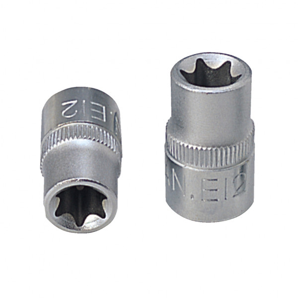 Cap cheie tubulara KS TOOLS 911.4318, antrenor patrat 3/8 inch, profil torx E, deschidere E10, lungime 28 mm, otel crom vanadiu