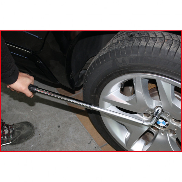 Bata de forta telescopica KS TOOLS 518.1130, antrenor 1/2 inch, lungime 370-535 mm, pentru piulite roti, otel crom vanadiu