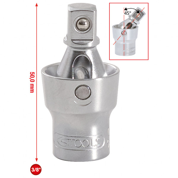 Articulatie sferica pentru chei KS TOOLS Power 917.3850, antrenor patrat 3/8 inch, lungime 50 mm, otel crom vanadiu