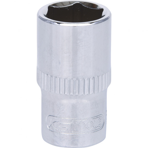 Cap cheie tubulara KS TOOLS ChromePlus 918.1410, antrenor patrat 1/4 inch, profil hexagonal, deschidere 10 mm, lungime 25 mm, otel crom vanadiu