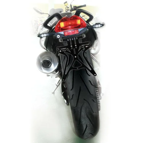 Suport pentru numar de inmatriculare moto LAMPA Aero X LAM90146, din aluminiu, reglabil pe inaltime, latime si inclinare, negru