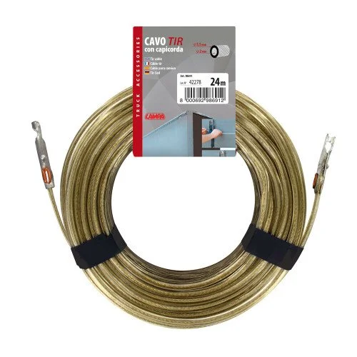 Cablu pentru prindere prelata remorca camion LAMPA LAM98691, diametru sfoara otel 2 mm, lungime 24 m