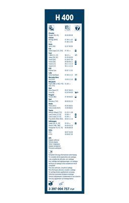 Lamela stergator pasager sau luneta, BOSCH Twin Rear H400 3397004757, lungime 400 mm