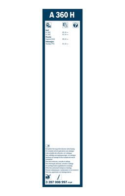 Lamela stergator spate BOSCH AeroTwin Rear A360H 3397008997, lungime 380 mm, fara carcasa