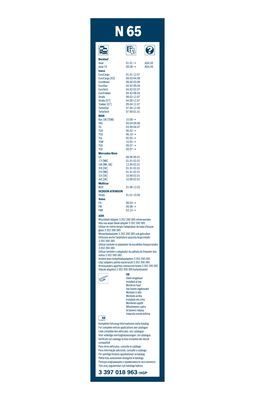 Lamela stergator parbriz BOSCH Twin N65 3397018963, lungime 650 mm, standard, montare stanga/dreapta