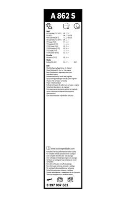 Set stergatoare BOSCH AeroTwin A862S 3397007862, lungime 600 mm, 530 mm, fara carcasa, pentru vehicule cu volan pe stanga