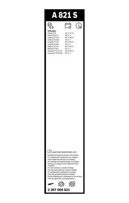 Set stergatoare BOSCH AeroTwin A821S 3397009821, lungime 600 mm, fara carcasa, pentru vehicule cu volan pe stanga