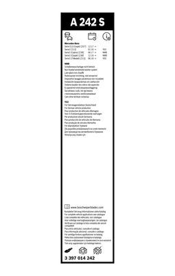 Set stergatoare BOSCH AeroTwin A242S 3397014242, lungime 600 mm, 550 mm, fara carcasa, pentru vehicule cu volan pe stanga