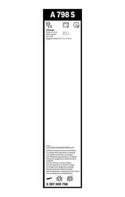 Set stergatoare BOSCH AeroTwin A798S 3397009798, lungime 530 mm, fara carcasa, pentru VW BEETLE