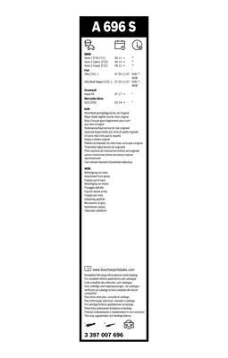 Set stergatoare BOSCH AeroTwin A696S 3397007696, lungime 550 mm, 450 mm, fara carcasa, pentru vehicule cu volan pe stanga