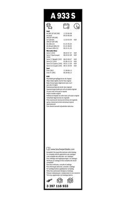 Set stergatoare BOSCH AeroTwin A933S 3397118933, lungime 2 x 550 mm, fara carcasa, pentru vehicule cu volan pe stanga