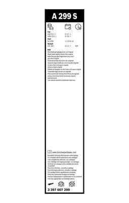 Set stergatoare BOSCH AeroTwin A299S 3397007299, lungime 600 mm, 350 mm, fara carcasa, pentru vehicule cu volan pe stanga