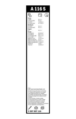 Set stergatoare BOSCH AeroTwin A116S 3397007116, lungime 600 mm, 400 mm, fara carcasa, pentru vehicule cu volan pe stanga
