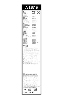 Set stergatoare BOSCH AeroTwin A187S 3397007187, lungime 600 mm, 450 mm, fara carcasa, pentru vehicule cu volan pe stanga